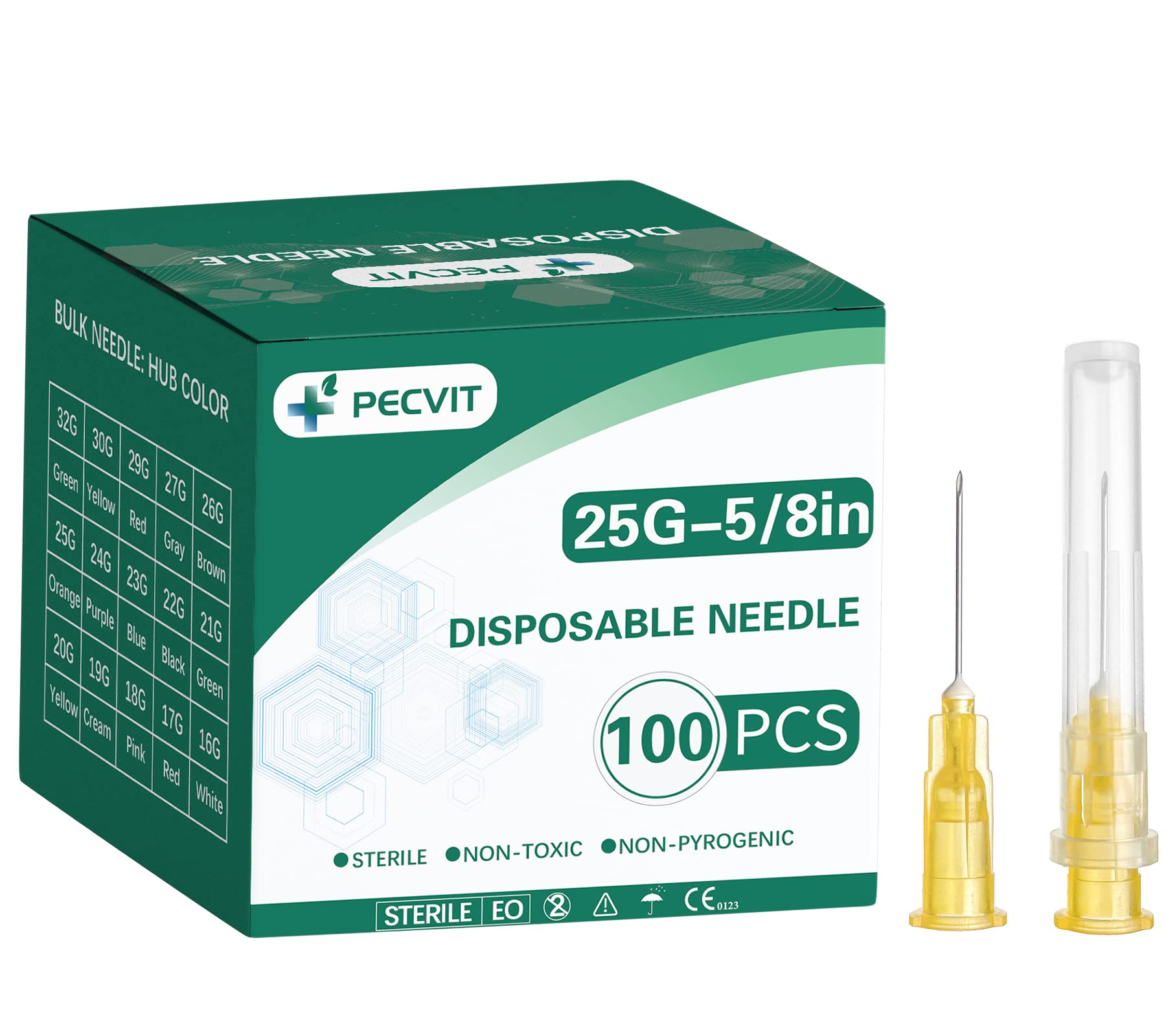 Photo 1 of 100Pack 25Ga 5/8 inch Needle(16mm) Luer Lock Lab Dispensing Accessories for Measuring,Refilling Inks