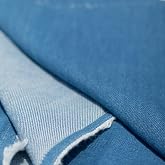 Vintage Blue Denim Fabric |14oz Heavy Weight | Non-stretch100% Cotton |1/3 Right Weave, Pre-Cut, 59 Inches Wide, Enzyme Washed, Pre-Shrunk (Cut by the Yard)