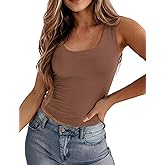 Zeagoo Women's Double Lined Square Neck Tank Top Sleeveless Basic Crop Tops Trendy Going Out Tops