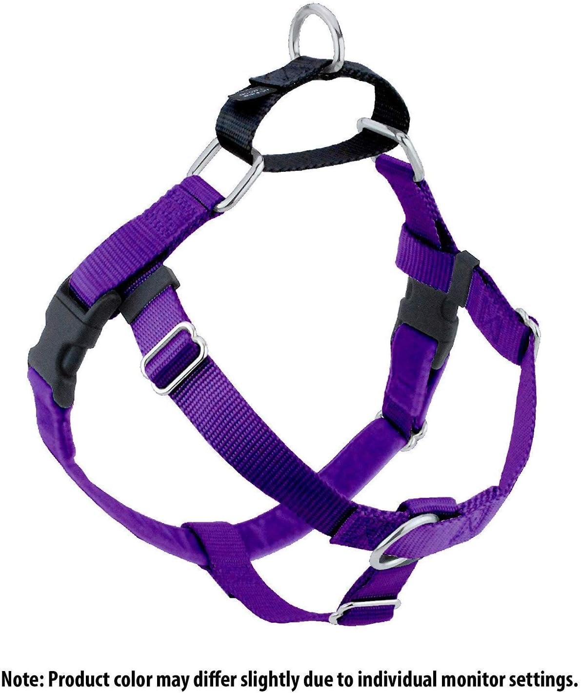 2 Hounds Design Wiggles Wags Whiskers Freedom No-Pull Dog Harness: Velvet Padding, Multi-function & USA Made! Lots of Sizes & Colors (Leash Not Included), Large Purple