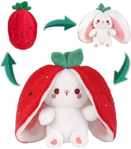 Amazon.com: MIAODAM Strawberry Bunny Plush Toy-Soft Huggable