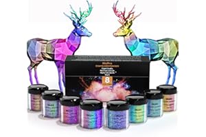 Nicpro 8 Colors Chameleon Mica Powder, Color Shift Mica Powder for Epoxy Resin & Tumbler, Resin Supplies Pigment Powder for Soap Making 0.17 oz/jar