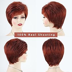 TISHINING Short Red Pixie Cut Wigs for White Women