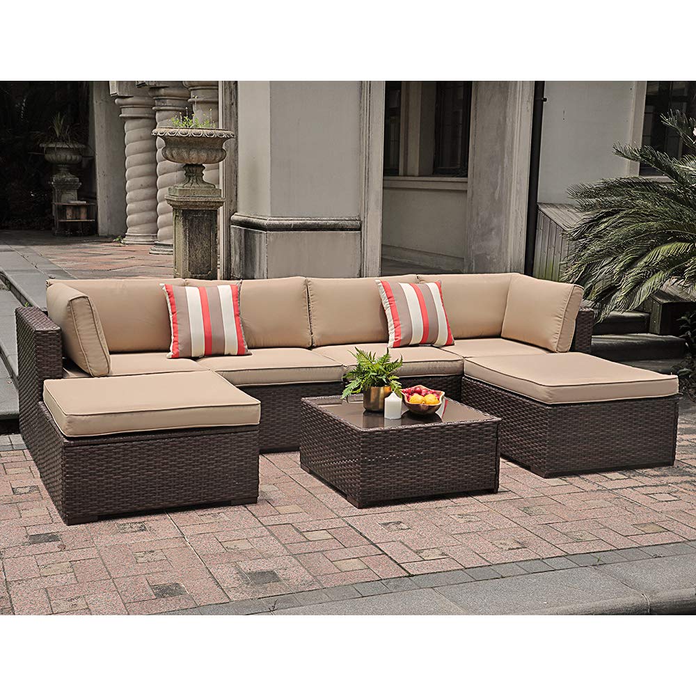 Best 7pc rattan wicker sofa chair patio furniture set sectional garden outdoor couch
