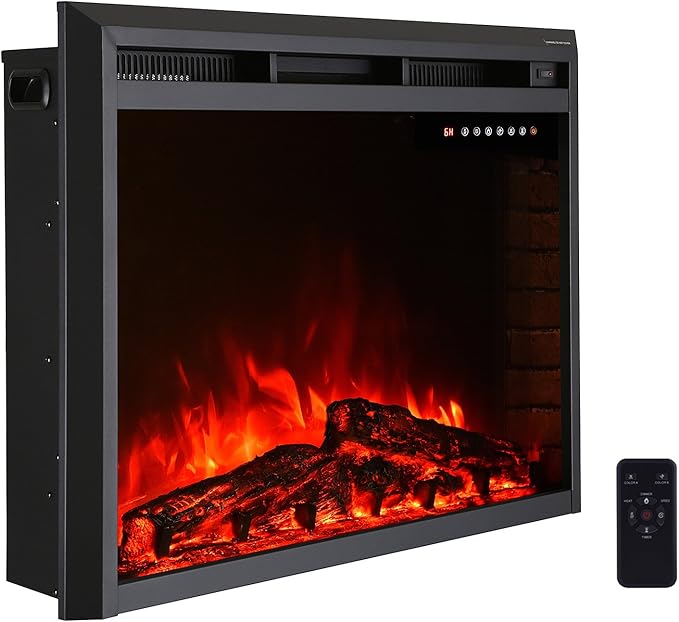 R.W.FLAME 30" Electric Fireplace Insert,Freestanding