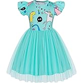 WonderBabe Toddler Tulle Dress Unicorn Outfit Ruffle Sleeve Birthday Holiday Clothes Girls Mermaid Causal Tutu Skirts