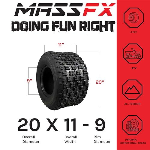 MASSFX ATV Sports Tires - 21x7-10, 4-Ply, Set Of 2 (Front Tires) - New