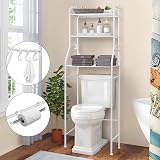 Holdfiturn Over Toilet Storage Unit 3 Tier White Iron Bathroom Shelf Organizer view 6