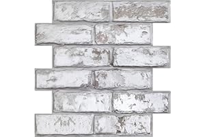 Commomy 10 Pcs 3D Faux Brick Wall Panels -11.8"X11.8" Small Size Thin PVC Brick Peel and Stick Wall Panels DIY Self-Adhesive Wall Tile Faux Brick Paneling for Bedroom, Living Room, Kitchen, Fireplace