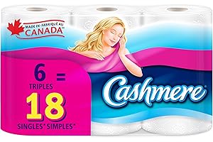 Cashmere Toilet Paper, Hypoallergenic and Septic Safe, 6 Triple Rolls = 18 Single Rolls