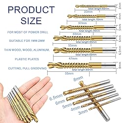 KEWAYO 6pcs Titanium Twist 3 to 8mm Saw Drill Bit