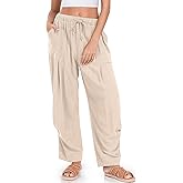 TARSE Women Linen Baggy Harem Pants Summer Drawstring Casual Lounge Pant 2026 Beach Travel Vacation Clothes with Pockets