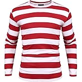 iClosam Mens Black and White Striped T Shirt Long Sleeve Crewneck Casual Basic Tee Cotton Pullover Tops S-3XL