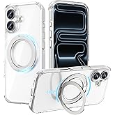 ACESTAR 360° Magnetic Stand Case Compatible with iPhone 17, Rotatable Flexible Ring Holder Phone Cover for Men Women | Compatible with MagSafe | Shockproof & Anti-Scratch | Anti-Yellowing Clear
