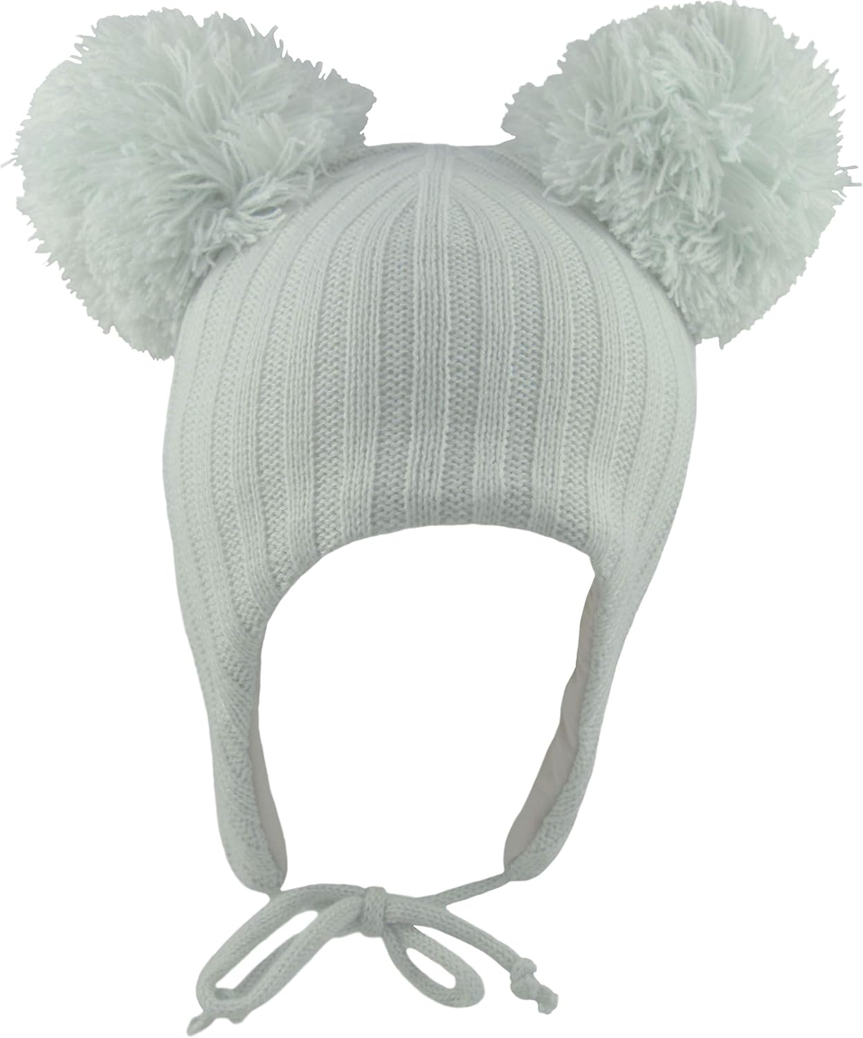 Pesci Baby Pom Pom Hats Double Bobble Beanie Hat With Ear Flaps And Chin Ties Winter Pesci Baby Pom Pom Hats Double Bobble Beanie Hat With Ear Flaps And Chin Ties Winter