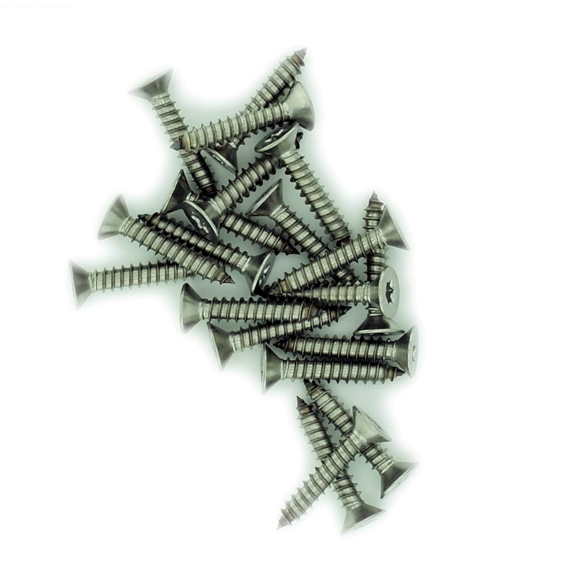 No.8 x 1.5 (4.2mm x 38mm) TX Countersunk Self-Tapping Screw - Stainless Steel (A2) (Pack of 20) — image 1