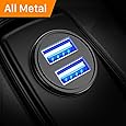 AINOPE Car Charger, 4.8A All Metal Car Charger Adapter Dual USB Port Fast Car Charging Mini Flush Fit Compatible with iPhone Xs max/XR/x/7/6s, iPad Air 2/Mini 3, Note 9/Galaxy S10/S9/S8 – Black