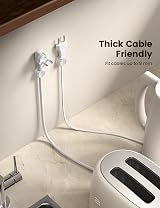 Lamicall 6 Pack Spring Cable Holder Clips White 8mm No-Residue Adhesive view 6