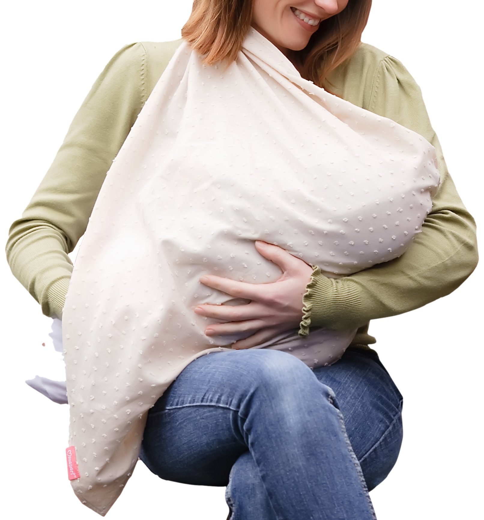 Mama Designs Mamascarf - Nursing and Breastfeeding Scarf - Lightweight 100% Cotton, Cream in Colour