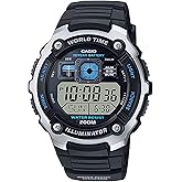 Casio Men's AE-2000W-1AV Digital Sport Watch, 200M Water Resistant, 10-Year CR2025 Battery, World Time, Mineral Glass, Stainless Steel &amp; Resin Case, 1/100-Second Stopwatch, 5 Alarms, LED Light