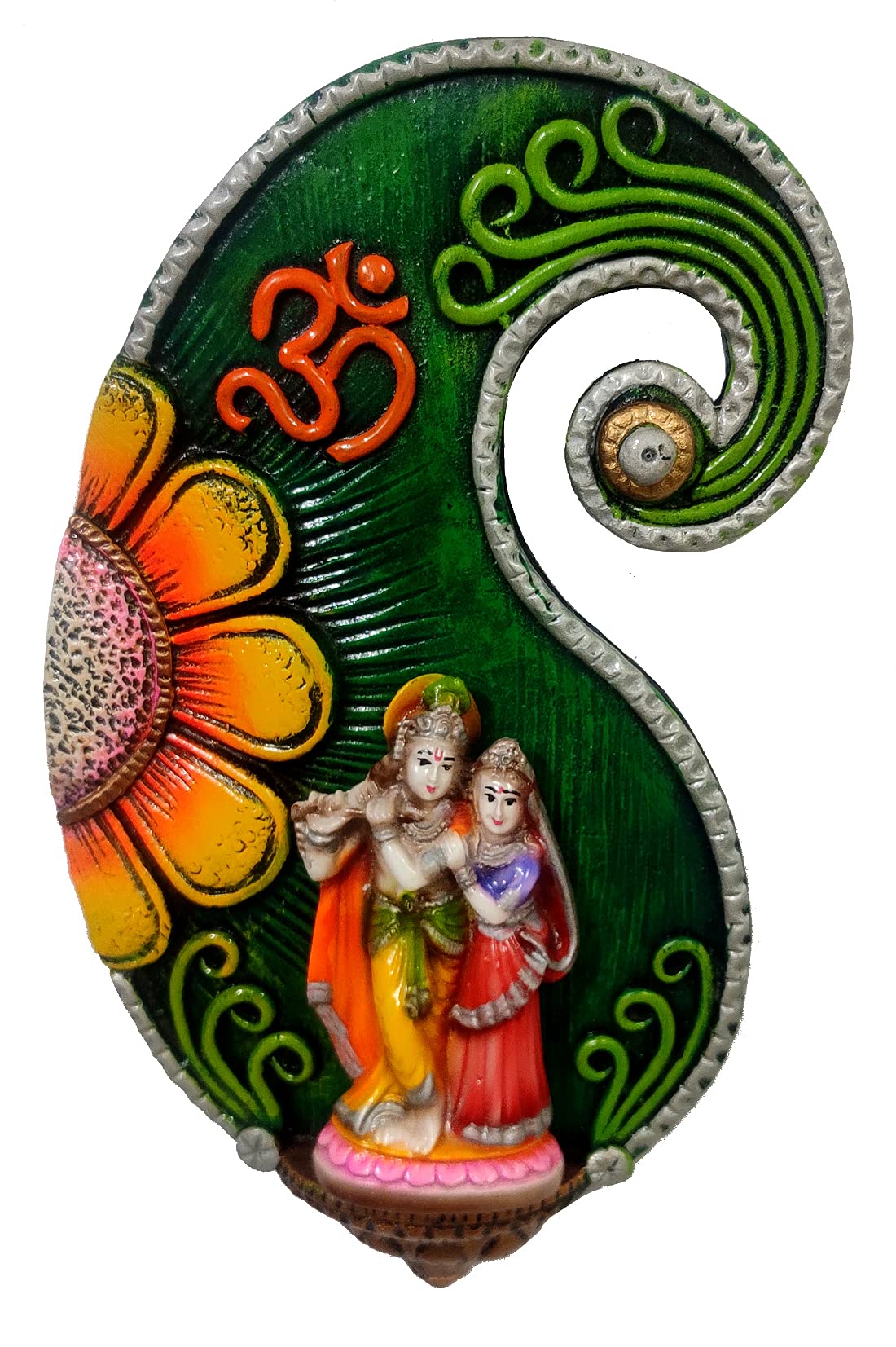 Purpledip Resin Wall Hanging Radha Krishna: Collectible Wall Decor for Home Temple, Walls (12392)