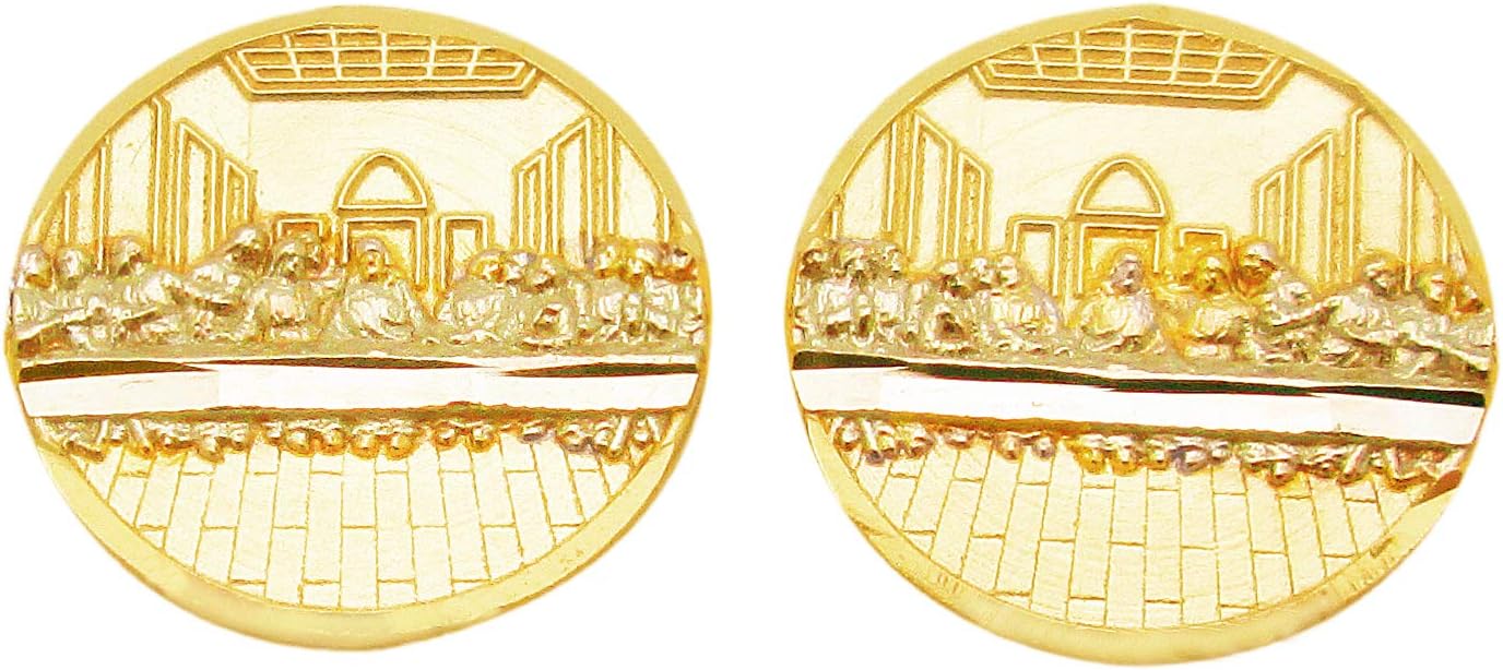 AMZ JewelryMen's Gold Last Supper Earrings 10K Yellow Gold