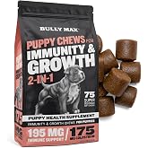 Bully Max 2-in-1 Puppy Vitamins, 75 Soft Chews for Immunity &amp; Growth - Dog Multivitamin Supplement with Probiotics &amp; Colostrum for Gut Health, Immune Support - Food Topper, All Breeds, Made in USA