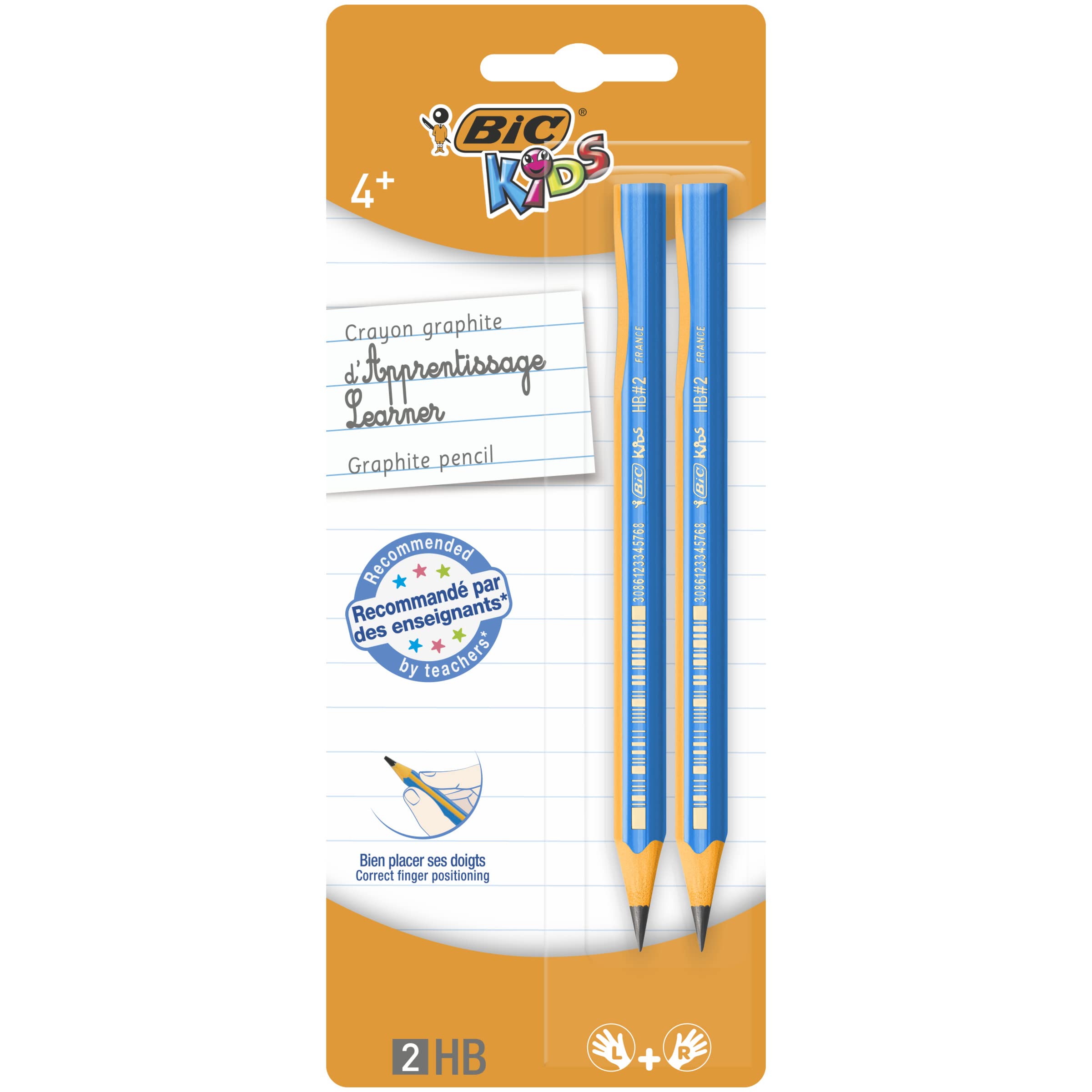 BIC Triangular Pencil HB BIC KIDS EVOLUTION 2 Assorted Colours - Pack of 2, Blue/Pink