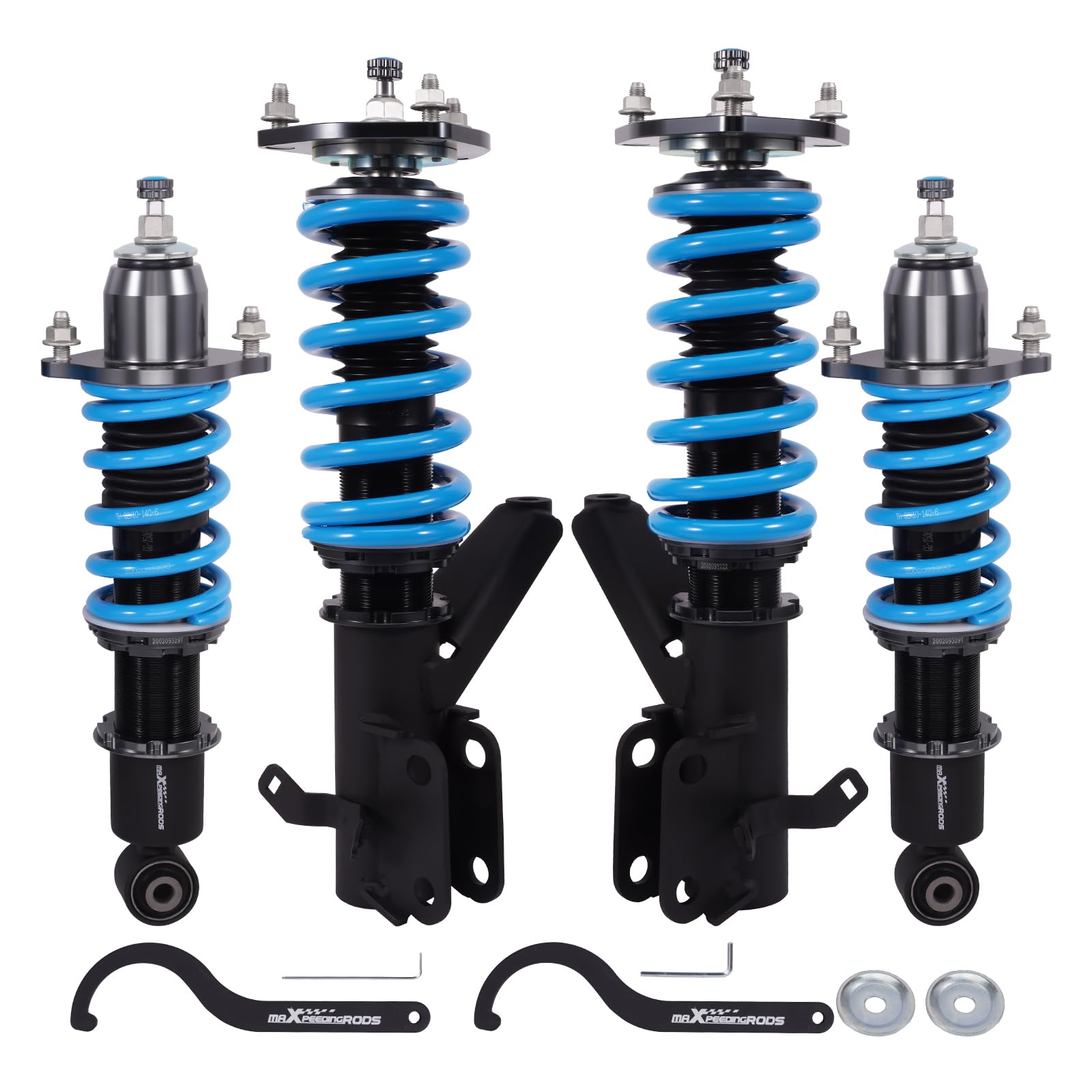 Photo 1 of maXpeedingrods Coilover for Honda Civic 2001-2005 DX/EX/GX/HX/LX/Si, Height Adjustable Shock Absorrber, 24 Levels Damper Adjustable Coilovers Suspension Kit Strut, T6 Upgraded Lowering Kits Blue