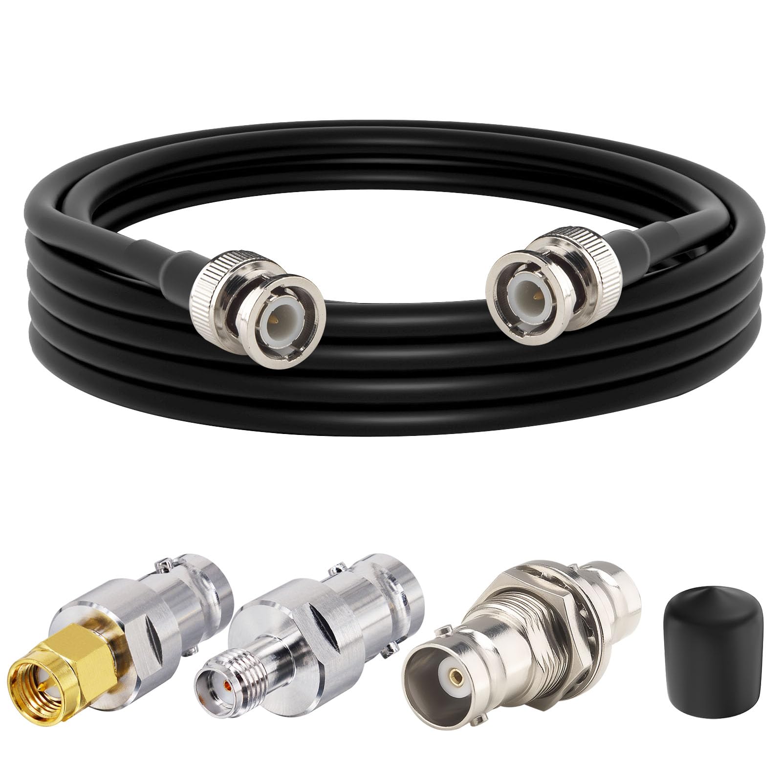YILIANDUO BNC SDI Cable 50 Ohm BNC Male to BNC Male Cable HD SDI Vedio Lead RG58 Coax Cable 1.8M + 4 Piece BNC Female to SMA/BNC Connector Set for HD-SDI/4K/8K,SDI Precision Video Cable