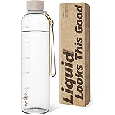 Opard Slim Water Bottle 32oz, Dishwasher Safe Plastic Water Bottle BPA-Free, Leakproof Screw Top, Clear Cream, Reusable for Travel School Sport Gym Hiking