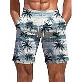 Kiptmug Mens Tropical Board Shorts for Summer Hawaiian Flowers Print Casual Vacation