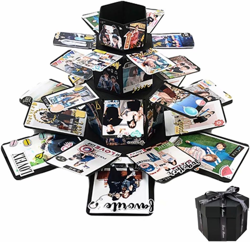 Onlygiftsu Explosion Box Scrapbook DIY Photo Album with 15 Funny Cards, 18 Kinds of DIY Accessories Kit Birthday Anniversary Valentine Wedding Gifts for Her
