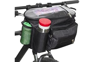 SHOUKEN Large Bike Handlebar Bag,Large Bicycle Front Storage Pouch Bag,9 inch Transparent Pouch with Shoulder Strap