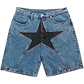 Vamtac Mens Star Denim Shorts Baggy Jeans Casual Streetwear 90s Patchwork Unisex Summer Jorts