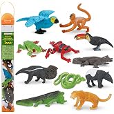 Safari Ltd. Rainforest Toob - 11 Mini Animal Figurines Toy Set for Kids | 11 Mini Figurines, 1.25 to 3.75 Inches Tall, Ages 3+, Safety Tested, BPA Free PVC, School Projects, Cake Toppers, Dioramas