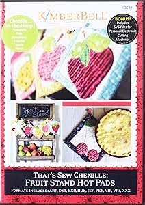 KIMBERBELL That's Sew Chenille Fruit Stand Hot Pads Machine Embroidery CD KD542