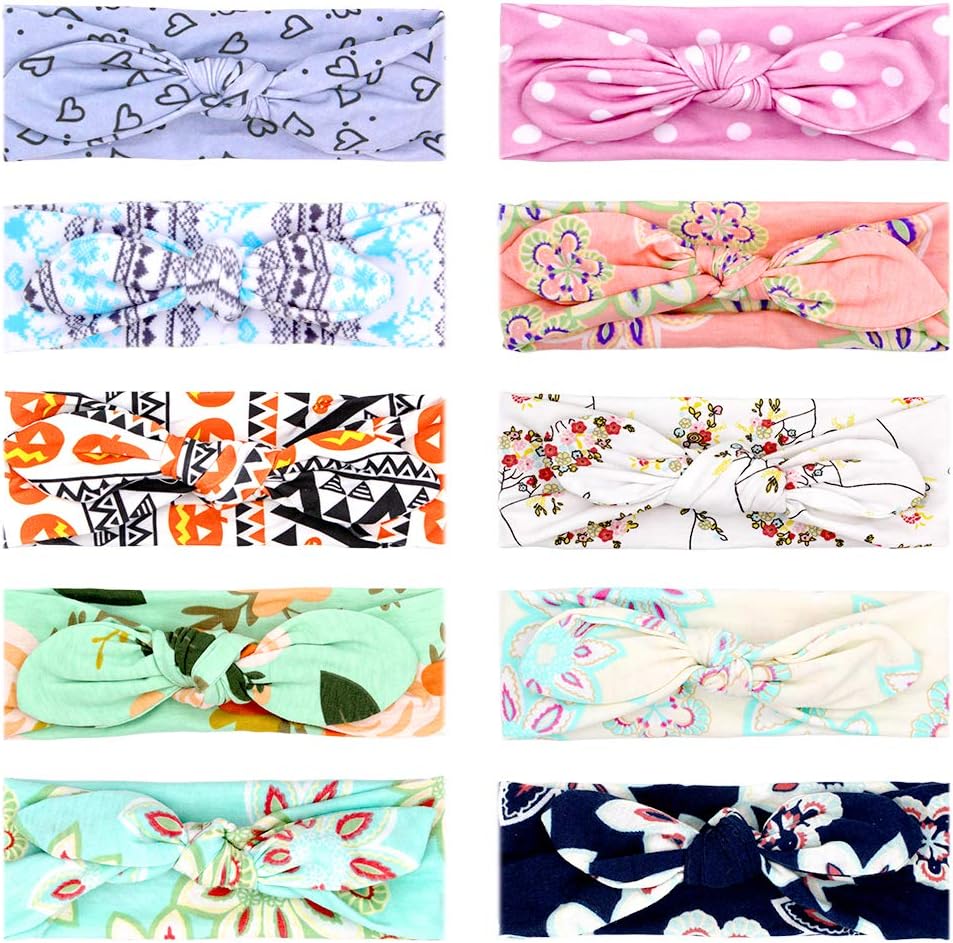 Grosgrain Ribbon Bows Headbands Fashion Hair Bows Hair Band for Baby Girls (10PCS-A)