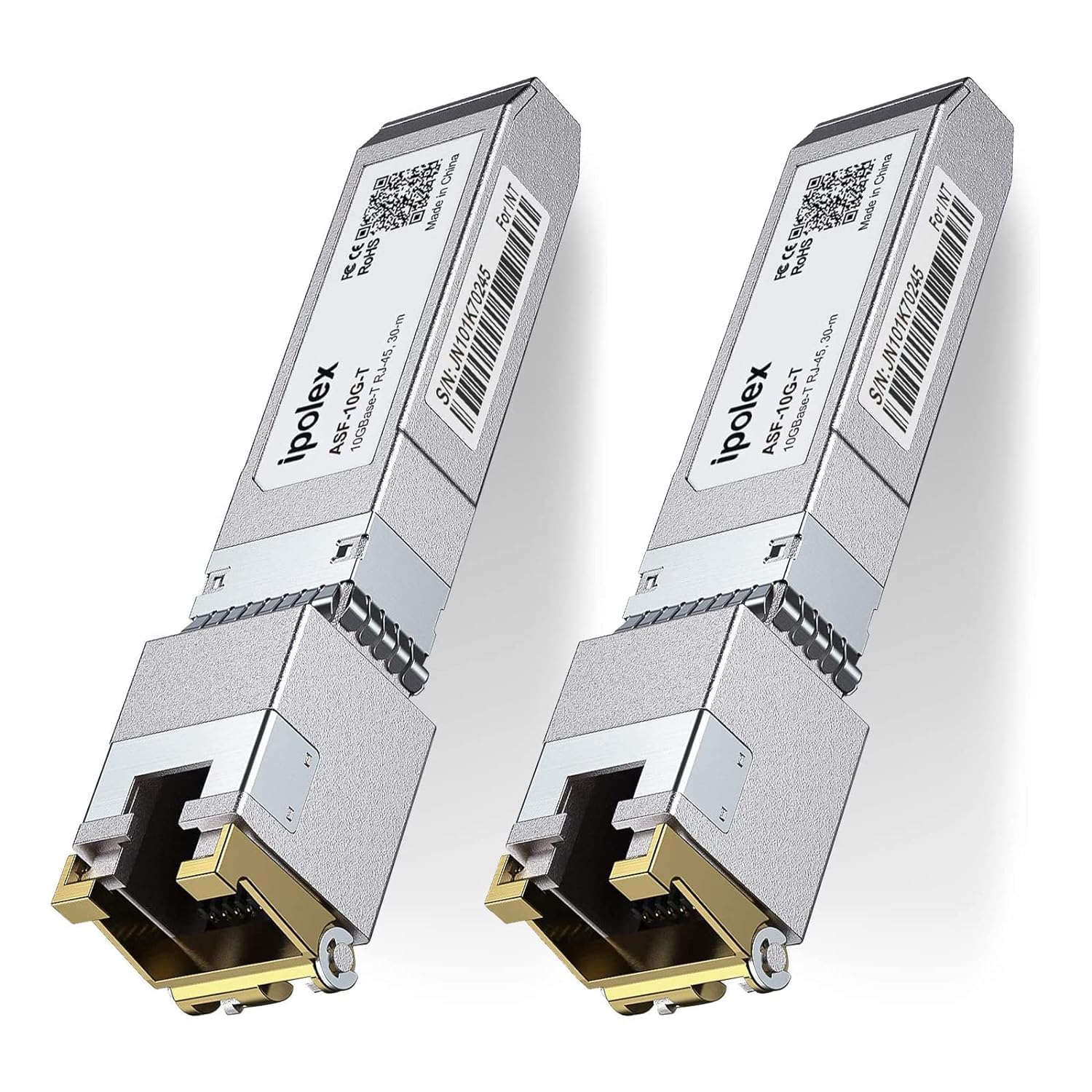ipolex 10G SFP+ RJ45 Copper Transceiver, 10GBase-T Mini GBIC Module Compatible with Cisco, Ubiquiti UniF, Mikrotik, Netgear, Fortinet, D-Link etc. up to 80 meters. 2-Pack