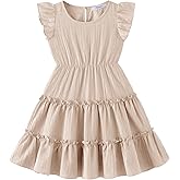 Arshiner Toddler Girls Dress Ruffle Sleeveless Tiered Swing Twirly Dresses Cute Summer Beach Sundress with Pocket for 1-6T