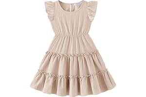 Arshiner Toddler Girls Dress Ruffle Sleeveless Tiered Swing Twirly Dresses Cute Summer Beach Sundress with Pocket for 1-6T