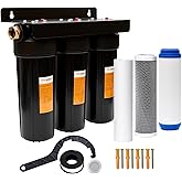 RV Water Filter System,Leak-Free Brass Fittings, Three Filters Included Reduces Sediment,rv Water Filter,Chlorine,Bad Taste a