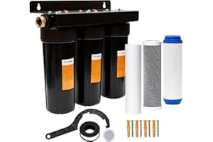 FILTERELATED RV Water Filter System,Leak-Free Brass Fittings, Three Filters Included Reduces Sediment,rv Water Filter,Chlorine,Bad Taste and Odors,Suitable for RVs,Boats,Farming & Gardening
