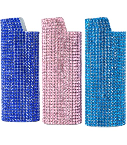 Rose Gold Lighter Cover With Pink Stones - Decorative Sleeve For Bic Lighters