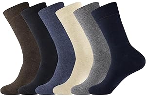 7DayOtter 98% Cotton Rich Odor Resistant Dress Socks for Business Mens Womens Casual Socks 6 Pairs
