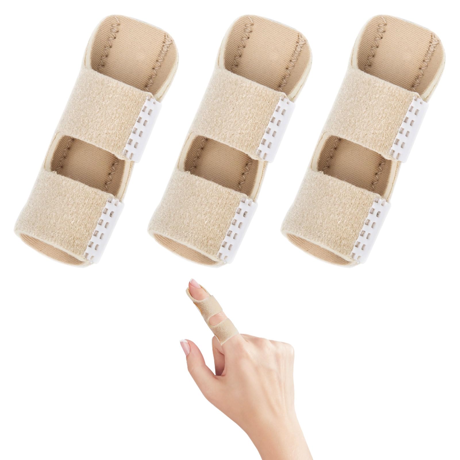 Trigger Finger Splint,3 PCS Finger Splints Adjustable Finger Support Splint Finger Brace Splints Trigger,Finger Strap for Mallet Broken Knuckle Immobilization Straightening for All Fingers(Skin)