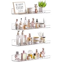 upsimples Clear Acrylic Shelves for Storage, 15" Floating Shelves Wall Mounted for Kids Bookshelf/Display Ledge for Bedroom,