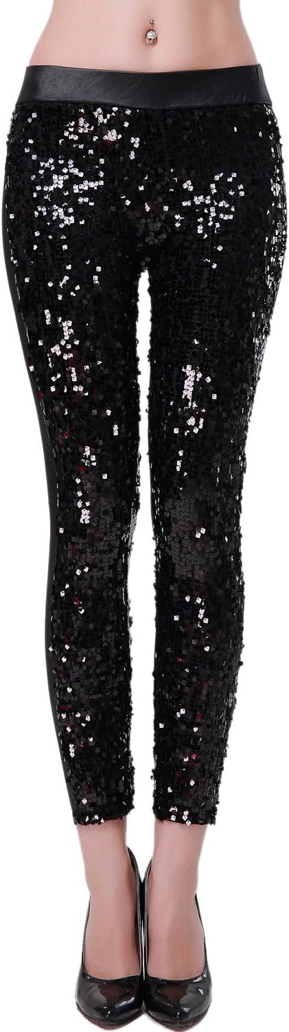 Women Sexy Shiny Stretch Leggings Tights Bas De Chausse Glitter Slimming Perfect For Fancy Dress Costume Or Theme Parties Etc Black Amazon Co Uk Kitchen Home