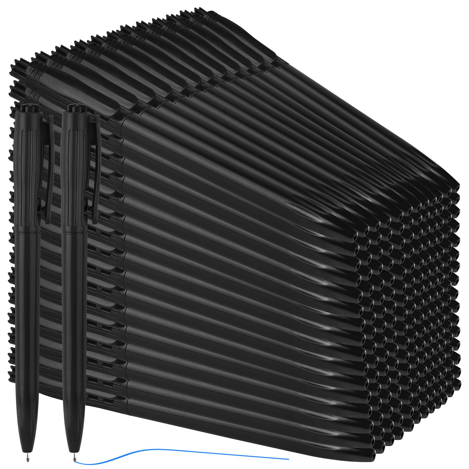 Photo 1 of Zuazaor 300 Pieces Pens Bulk Wholesale Cheap Retractable Ballpoint Pens 0.7mm Blue Ink Writing Server Pens for Office School Restaurant (Black)