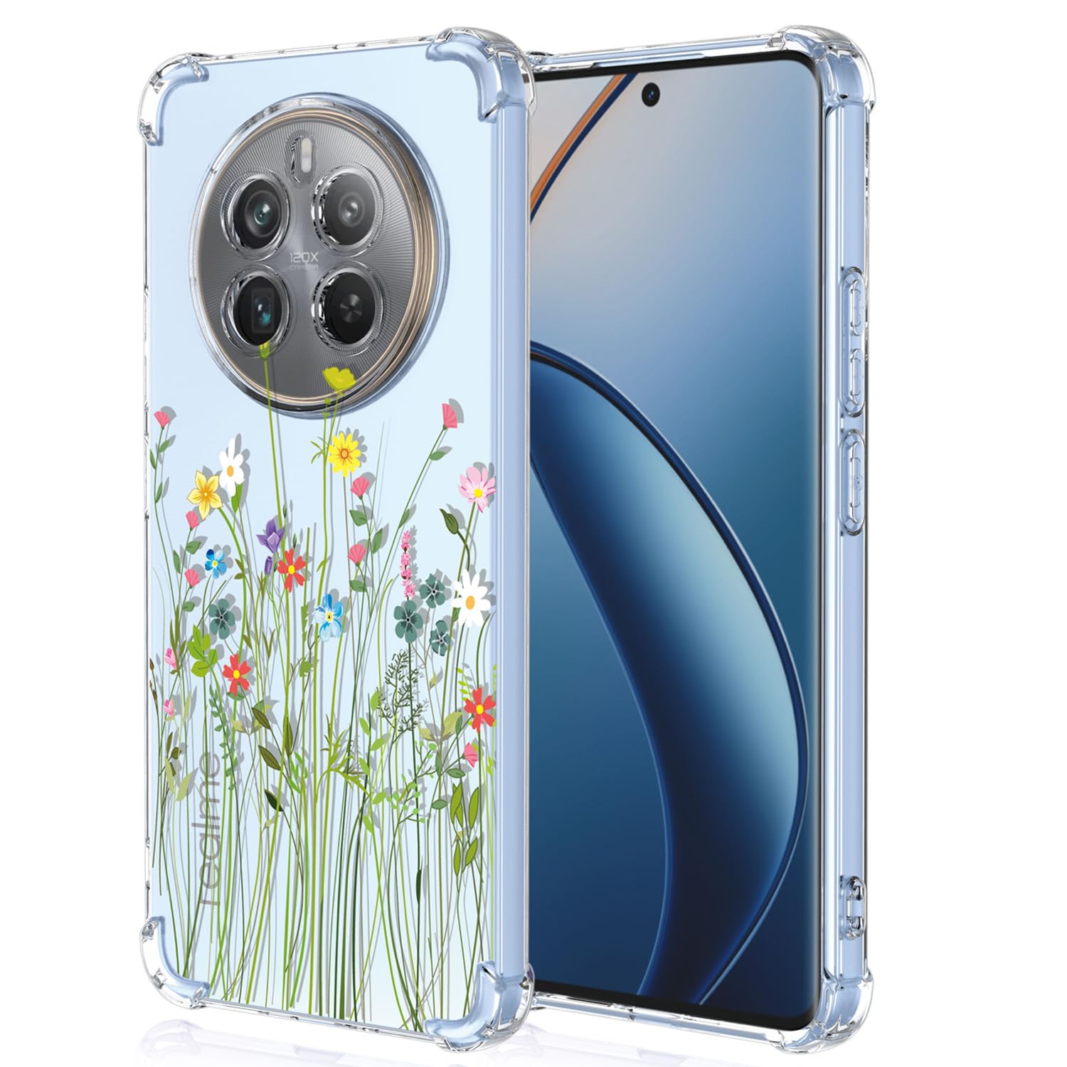 XINYEXIN Clear Case for Realme 12 Pro Plus 5G Pro+ 5G / Realme 12 Pro 5G Flowers Floral Pattern Design Slim Shockproof Transparent Soft TPU Bumper Case Protective Cover - Flower Bush — image 1